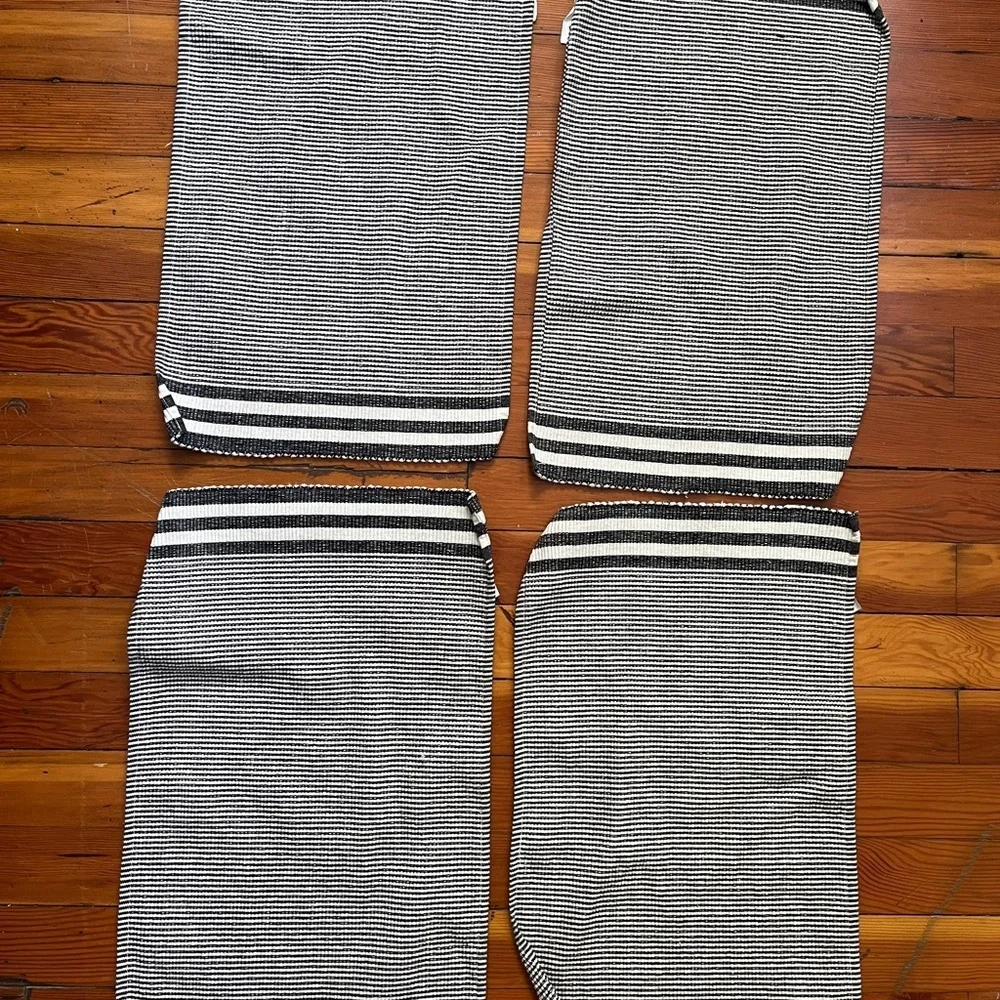 Set of 4 Black and White Striped Farmhouse Style Placemats